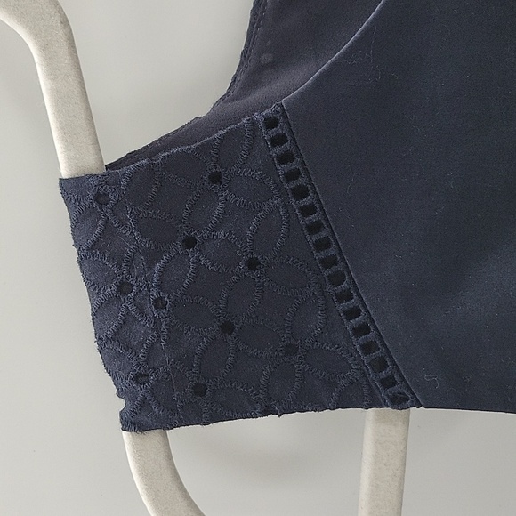 Ann Taylor Navy Embroidered Eyelet Sheath Dress size 14 - Picture 4 of 9